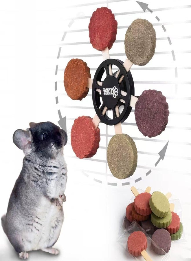 YKD Natural Timothy Hay Cookie Sticks Chew Toys for Teeth, Rotating Aluminum Alloy Chinchilla Cage Toys, Bunny Chew Treats for Rabbits, Guinea Pigs, Chinchillas (Black - Aluminum Alloy Toy) - Image 1